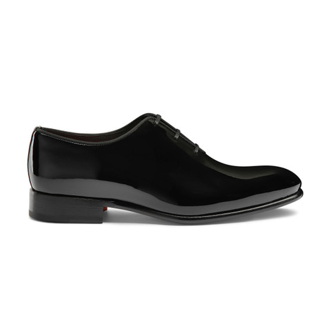 Shop Santoni Men's Black Patent Leather Oxford Shoe