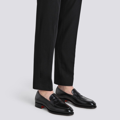 Men's black leather penny loafer | Santoni Shoes