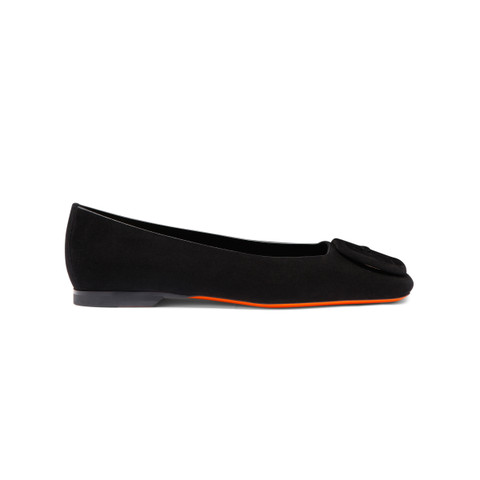 Shop Santoni Women's Black Suede Ballet Flat