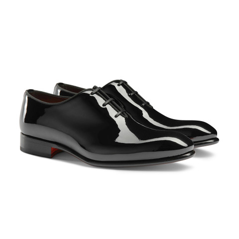 パテントレザー メンズオックスフォード ブラック | Santoni Shoes