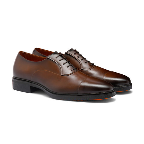 Men's dark brown leather Easy lace-up | Santoni NL