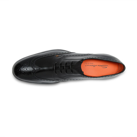 メンズ レザー Easy ブローグシューズ ブラック | Santoni Shoes