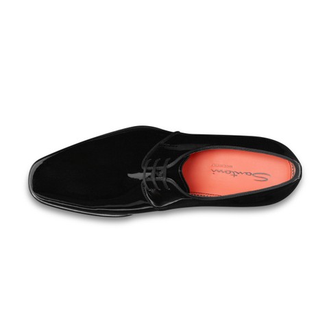 メンズ ブラックパテントレザー ダービーシューズ | Santoni Shoes