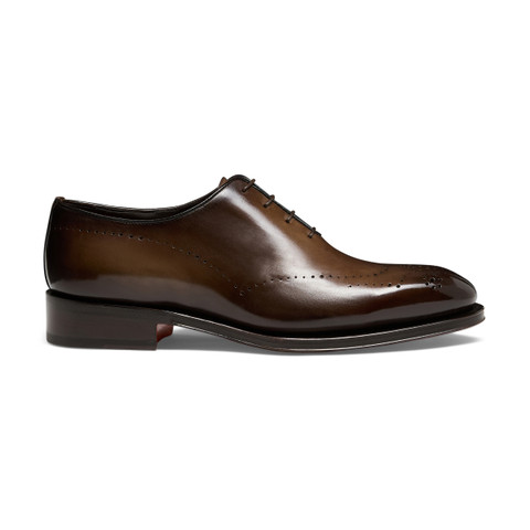 Men's dark brown leather Oxford shoe | Santoni Shoes