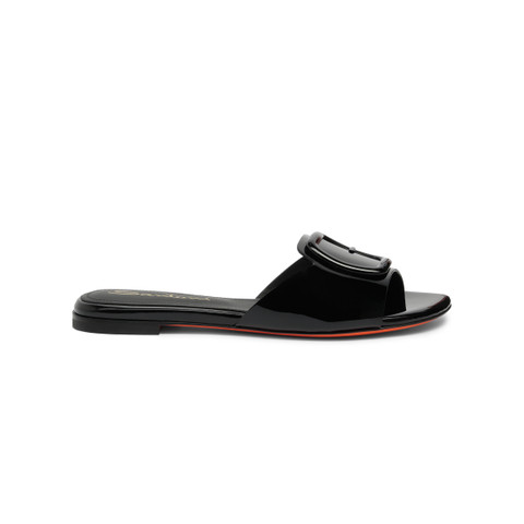 Shop Santoni Women's Black Patent Leather Slide Sandal