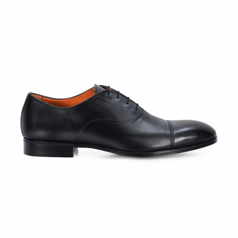 Shop Santoni Men's Black Leather Oxford Shoe