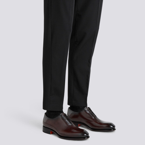 Men's polished brown leather Oxford shoe | Santoni Shoes