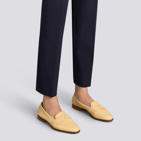 レディース レザー ペニーローファー ブラウン | Santoni Shoes