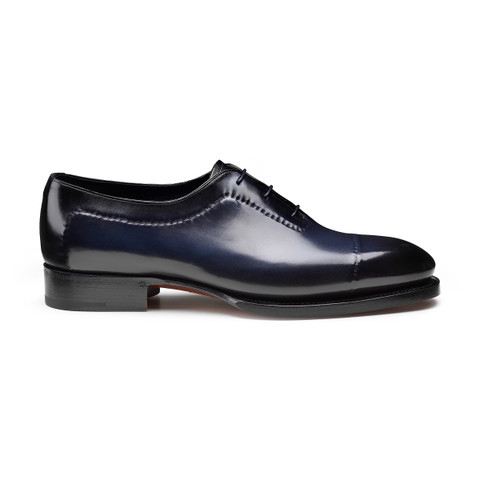 Men's blue leather Meraviglia Collection Oxford shoe | Santoni NL