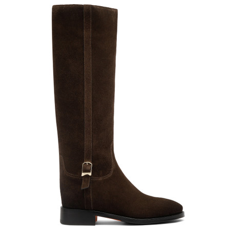 Shop Santoni Women's Dark Brown Suede Boot