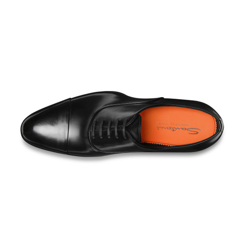 Men's polished black leather Oxford shoe | Santoni Shoes
