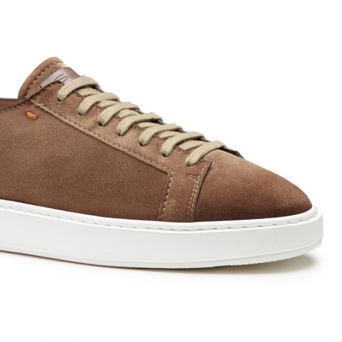 メンズ スエードスニーカー ブラウン | Santoni Shoes
