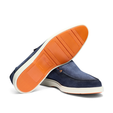 Men's blue suede loafer | Santoni Shoes