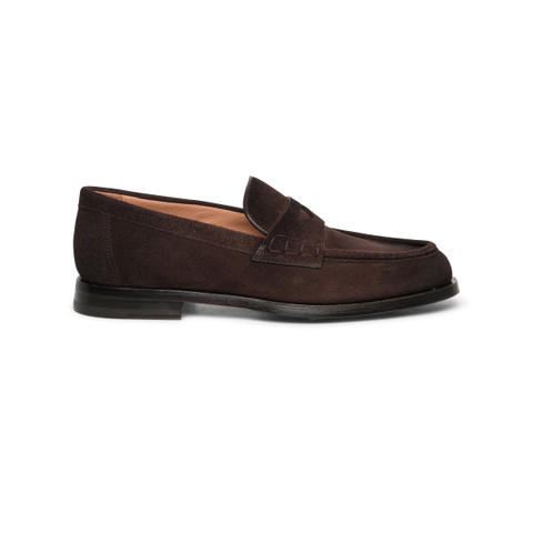 Santoni Women's Dark Brown Suede Penny Loafer