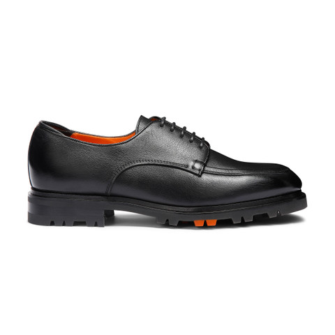 メンズ レザー ダービーシューズ ブラック | Santoni Shoes