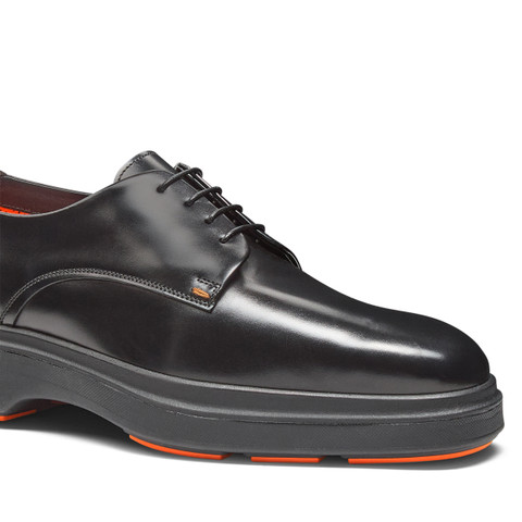 Men's black leather Easy Nova Derby shoe | Santoni US