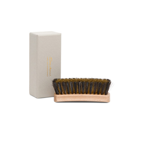 Shop Santoni Medium Wooden Brush With Mixed Brass And Horsehair Bristles Brown