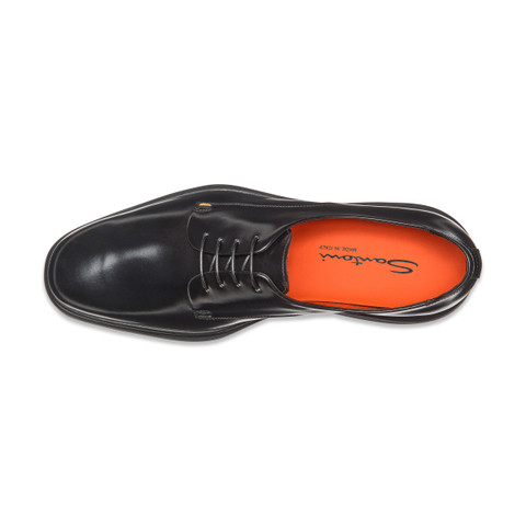 Men's black leather Easy Nova Derby shoe | Santoni US