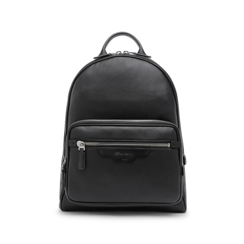 サントーニ SANTONI ベビーカーフ リュック バックパック タンブルレザー バックパック ブラック | Santoni Shoes