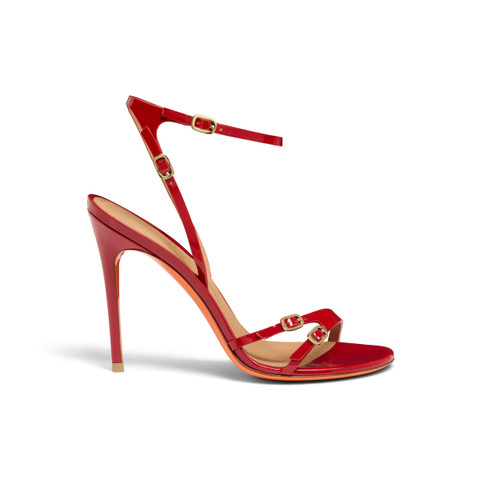 Women's red patent leather high-heel sandal | Santoni Shoes