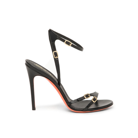 Shop Santoni Women's Black Leather High-heel Sandal