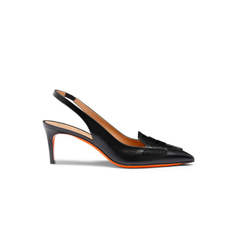 Shop Santoni Women's Black Leather Mid-heel Pump