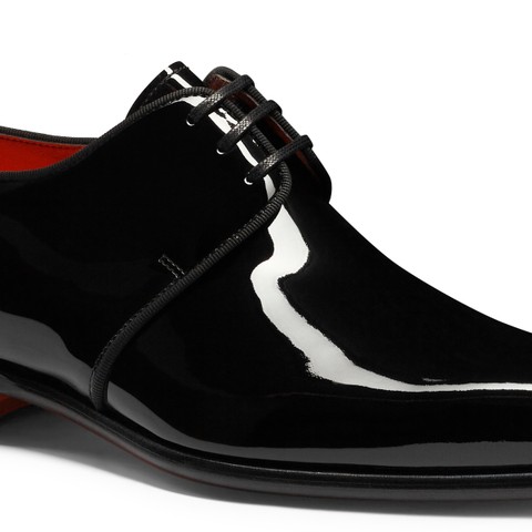 新品未着用Santoni パテントレザー ダービーシューズ＋コヌドヌリ＋クリーム メンズ ブラックパテントレザー ダービーシューズ | Santoni Shoes