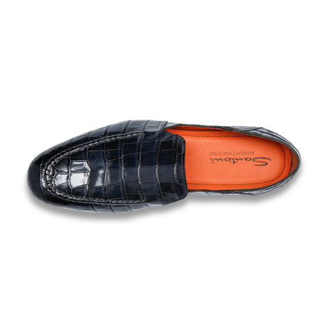 Men's blue alligator leather loafer | Santoni Shoes