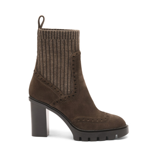 Shop Santoni Women's Dark Brown Suede High-heel Ankle Boot In Dunkelbraun