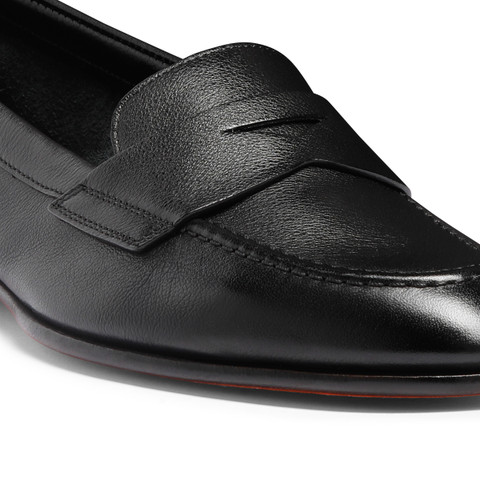 レザー レディースペニーローファー ブラック | Santoni Shoes