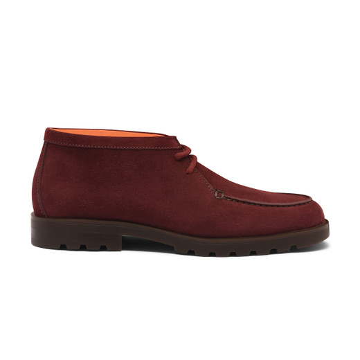 Shop Santoni Men's Red Suede Desert Boot In Rot