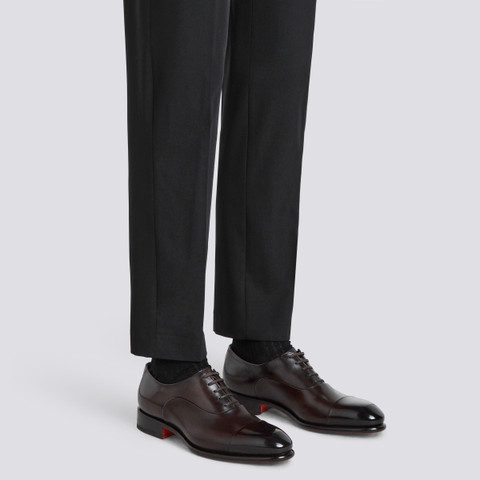Men's polished black leather Oxford shoe | Santoni Shoes