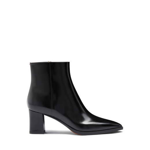 Shop Santoni Women's Black Leather Mid-heel Ankle Boot In Schwarz