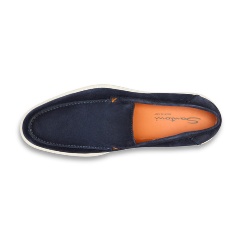 Men's blue suede loafer | Santoni Shoes