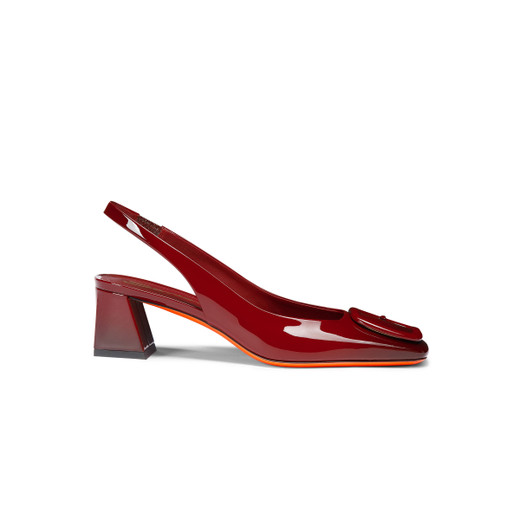 Shop Santoni Women's Red Patent Leather Mid-heel Pump In Rot