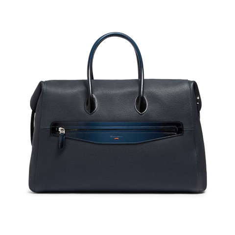 Dark brown tumbled leather weekend bag | Santoni Shoes