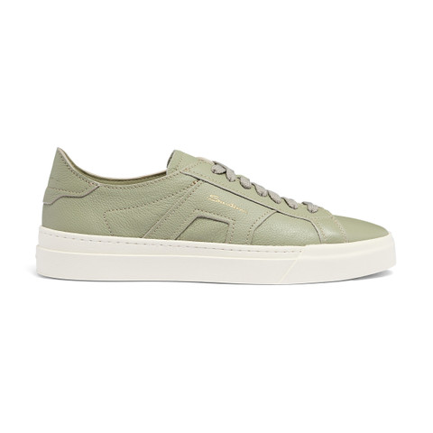 スニーカー SANTONI Men Sneakers Green MBGT21967PNNTSIW V11 Men's light green tumbled leather Double Buckle Sneaker
