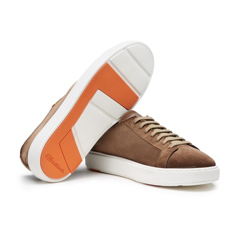 メンズ スエードスニーカー ブラウン | Santoni Shoes