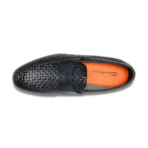 SANTONI Men’s Woven Leather Loafer Size 11 D Black braided‎ dress shoes Men main image 2