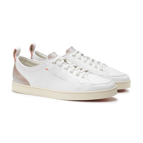 Santoni Off-duty メンズ ホワイトレザー スニーカー | Santoni Shoes