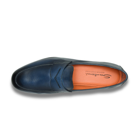 メンズ レザー Carlo ローファー ブラック | Santoni Shoes
