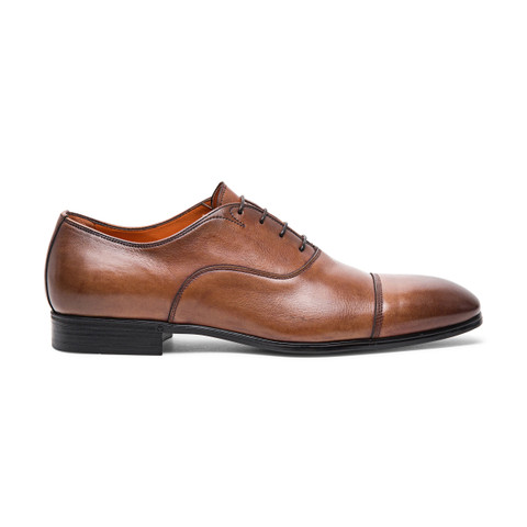 Men's brown leather Oxford shoe | Santoni Shoes