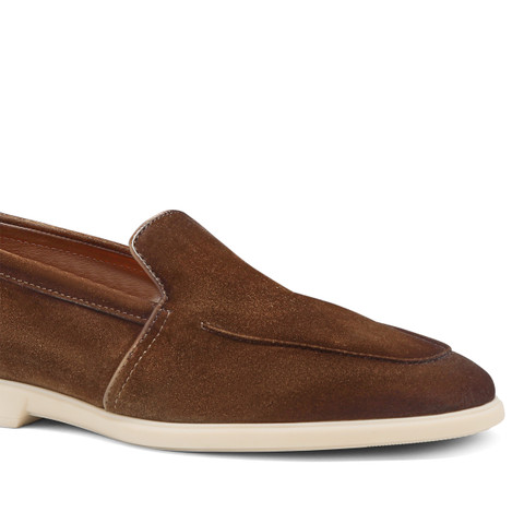 メンズ スエードローファー グリーン | Santoni Shoes