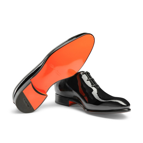 パテントレザー メンズオックスフォード ブラック | Santoni Shoes
