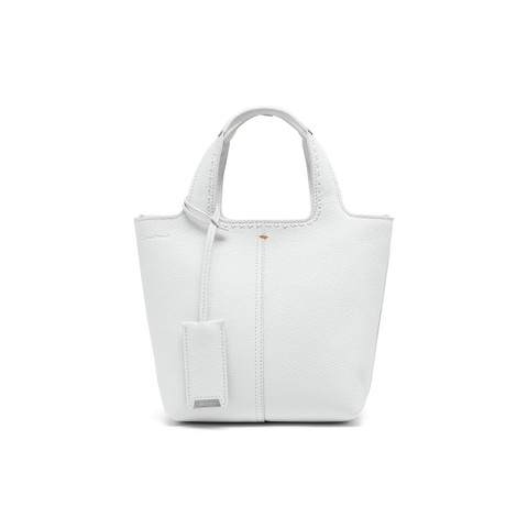 Santoni Borsa a mano in pelle bottalata bianca - Bianco