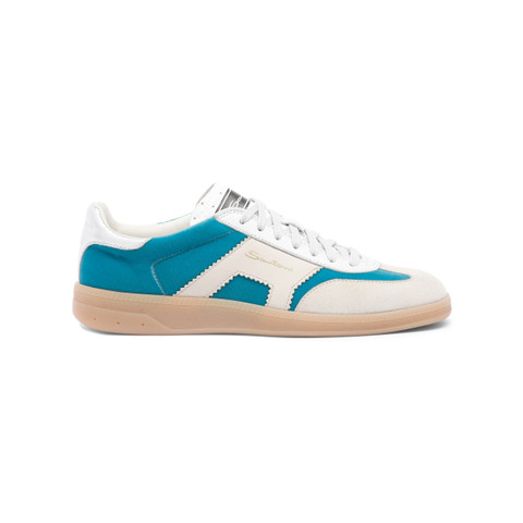 Women's light blue and beige velvet, suede and leather DBS Oly sneaker ...